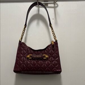 Guess Brown and Gold Quilted Shoulder Bag